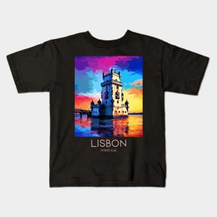 A Pop Art Travel Print of Lisbon - Portugal Kids T-Shirt
